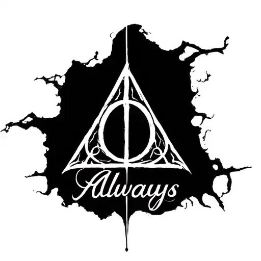 Deathly Hallows Symbol With Text Always And Hogwarts