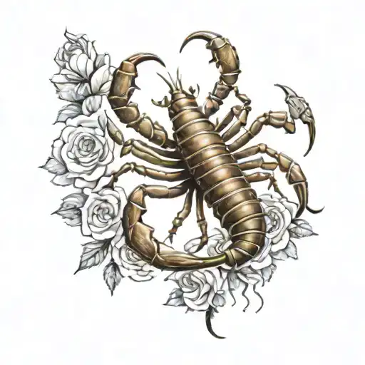 Hyper Realistic Scorpion On Top Of A Lot Of Roses