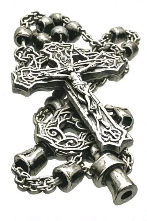 Rosary With Cross Made With Crown Of Thorns Wrapped