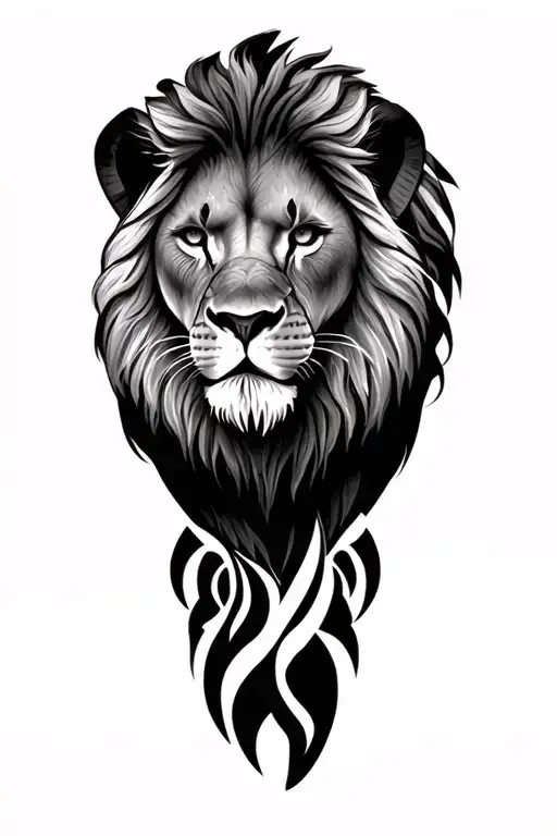 Lion With Tribal Art In The Background