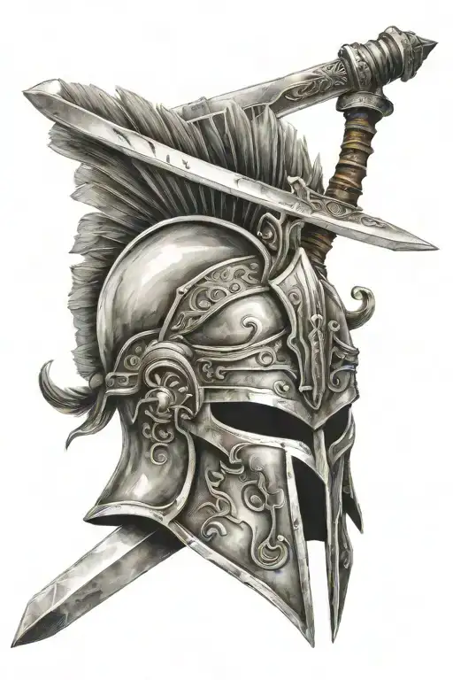 Gladiator Helmet Cross Sword