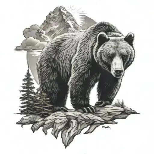 Mountain Bear With Sun