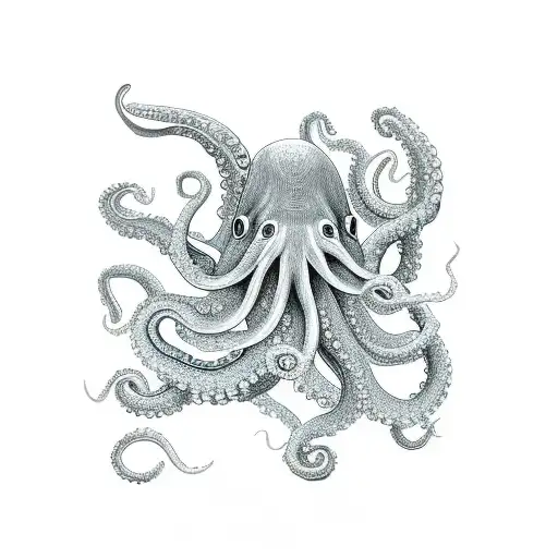 A Majestic Octopus Gracefully Swimming In The Deep Sea