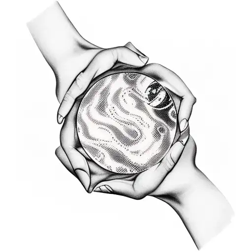 Chimera And Sagittarius Holding A Planet On One Hand