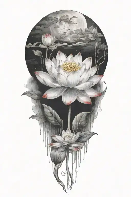 Lotus Blooming In Moonlight