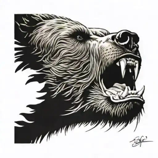 Bear Head Open Mouth Angry