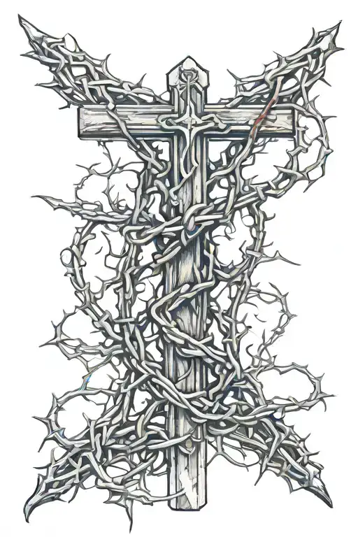 Cross Surround By Crown Of Thorns