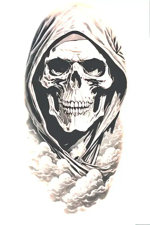 Hooded Reaper With Clouds Surrounding
