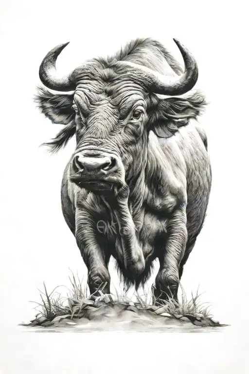 Water Buffalo Standing In Front