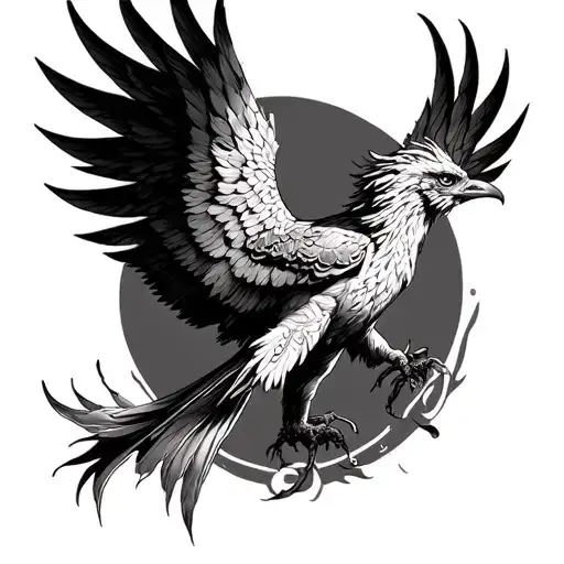 Phoenix Black And White Drawing Full Body