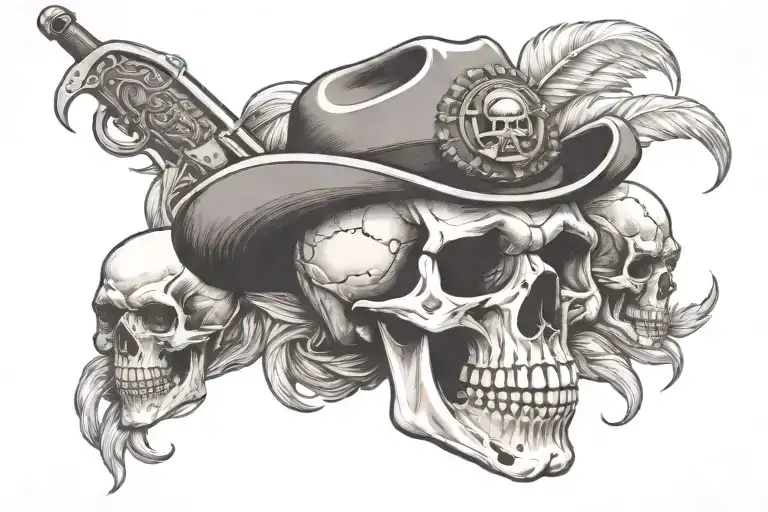 Cowboy Skull Pirate Skull Native American Skull