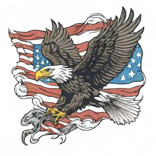Bald Eagle And American Flag