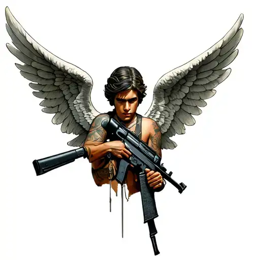 Angel Armed With An Ak 47 Rifle