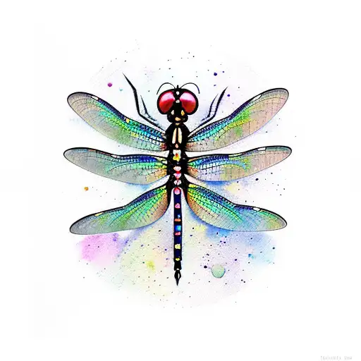A Watercolor Portrait Of A Dragonfly With A Sparkling Diamond Body