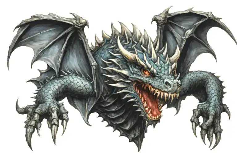 Gothic Dragon Tattoo Colored