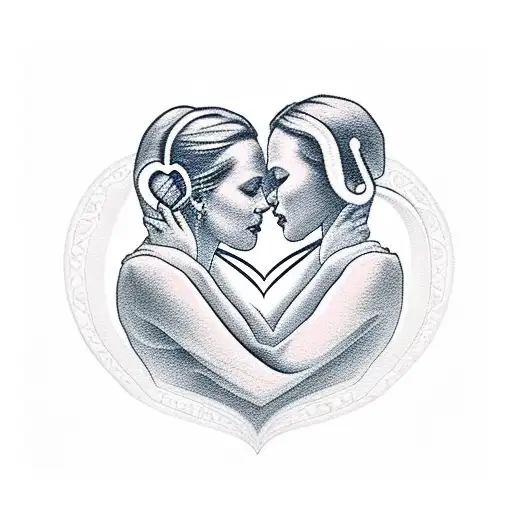 A Mother And Child Silhouette With Musical Notes Forming A Heart Shape