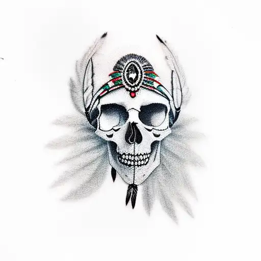 Cowboy And Indian Chief Skull