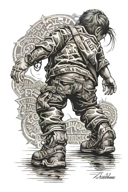 Kid With Back Words Feet