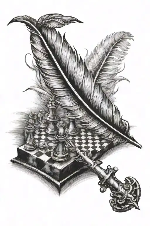 Feather Behind A Chess Peice
