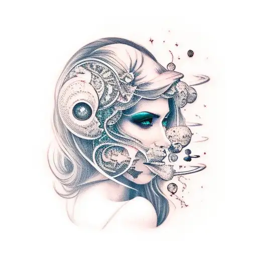 Beautiful Women In Outerspace Smoking