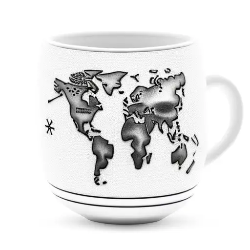 A Realistic Coffee Cup With A World Map Inside
