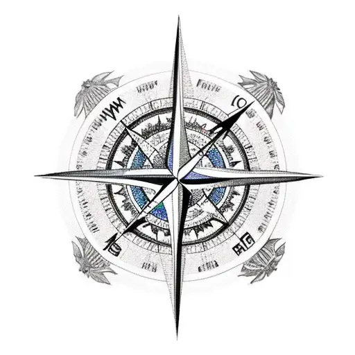 Compass With Phoenix And Clock