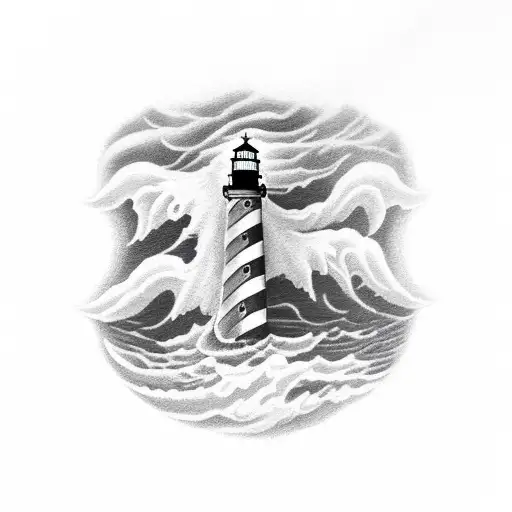 Lonely Lighthouse Standing Tall Amidst A Raging Storm