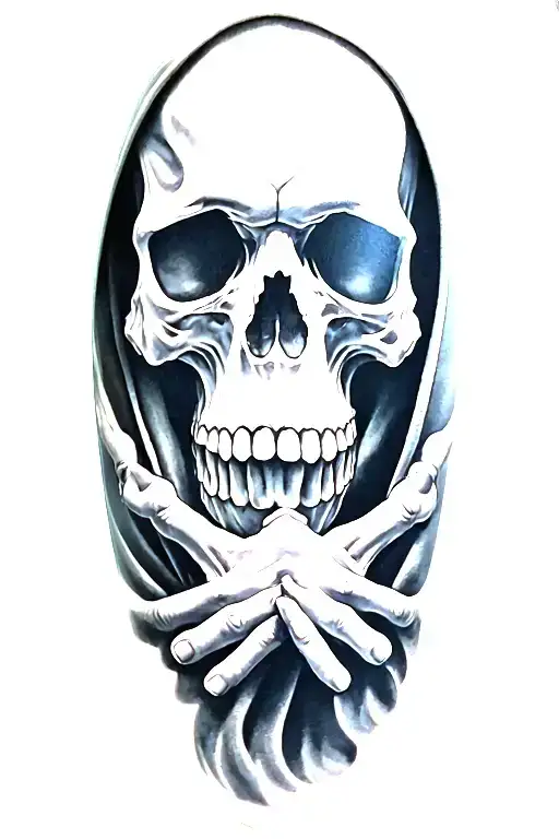 Hooded Reaper Detailed Skull Flicking Off Cancer