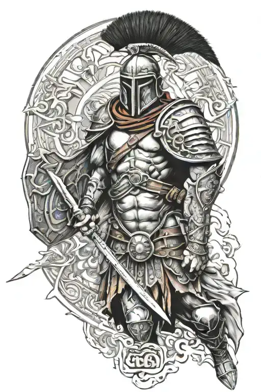 Spartan Worrior With Compus Behind