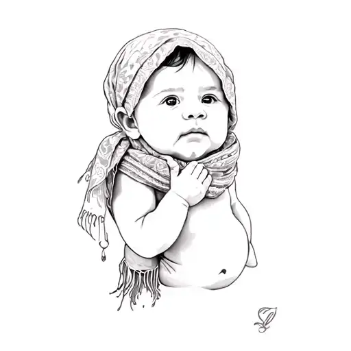 A Baby Wearing A Scarf