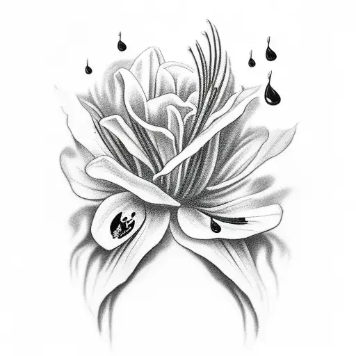 Black Lilies With Red Blood Drops