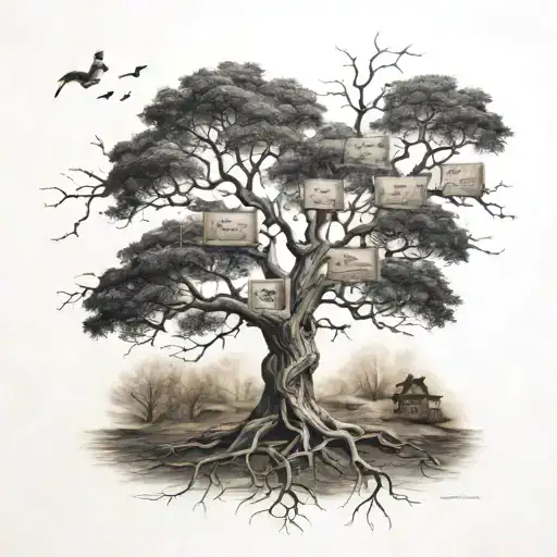 Family Tree Using Branches For Names Subtly Incorporated