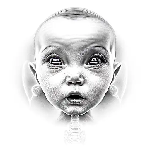 Realistic Portrayal Of A Biomechanical Baby Girl