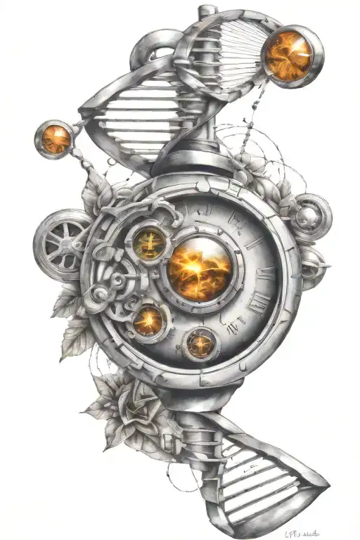 Dna Strand And Turbo With Atom Structure And Gemini Sign