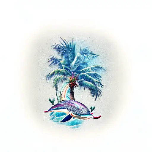 Palm Tree With Dolphins