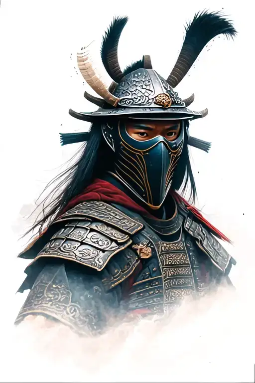 Samurai Warrior In The Mask Very Dust Background War Style