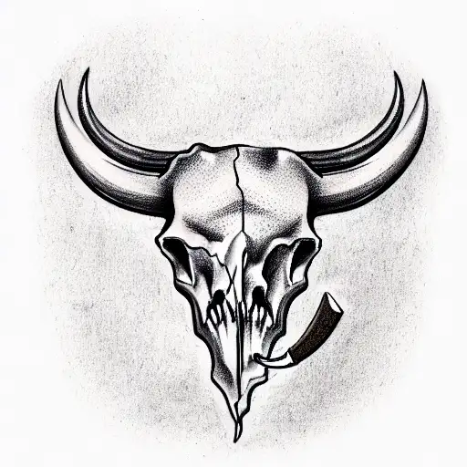 Bull Skull Smiling With Knife In The Mouth