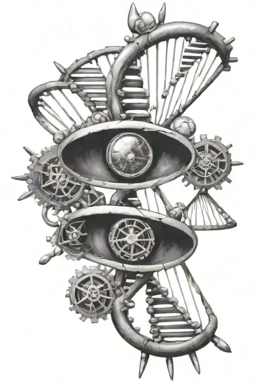 Dna Strand And Turbo With Atom Structure And Gemini Sign