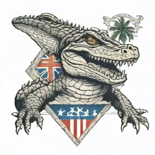 Alligator And Florida Flag