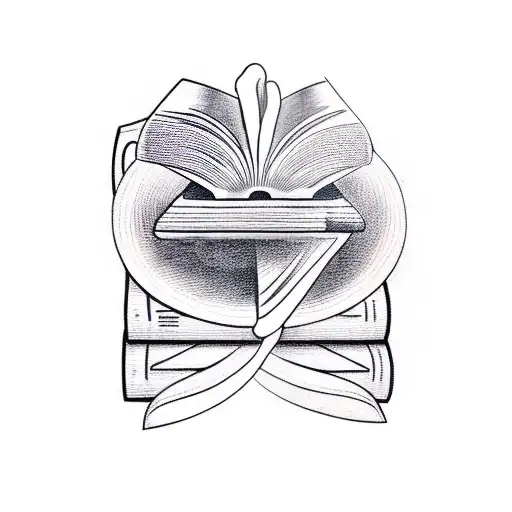 A Realistic Tattoo Of A Chef's Knife And A Book Intertwined With Swimming Goggles