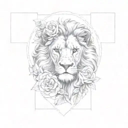 A Lion And Roses