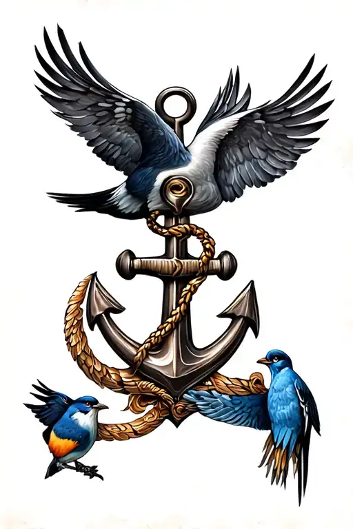 Anchor And Three Birds