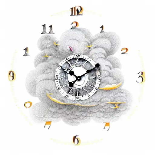 Clock With Clouds And Birds
