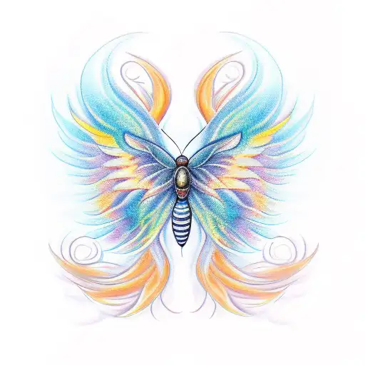 A Butterfly Changing Into A Beautiful Fiery Phoenix