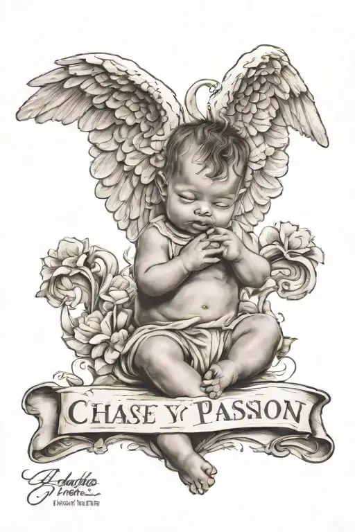 Chase Your Passion To Discover Your Happiness Quote Baby Angel Holding The Quote Taking It To God