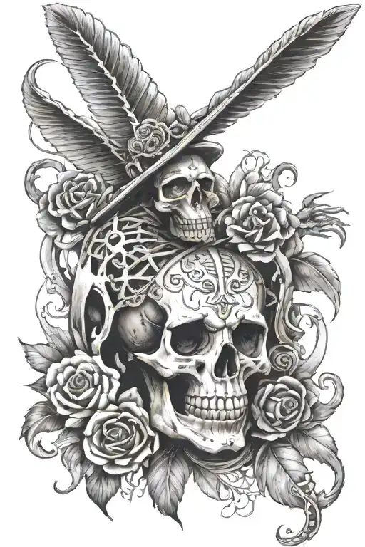 Mexican God Of Death With Symbol Of Life Intertwined
