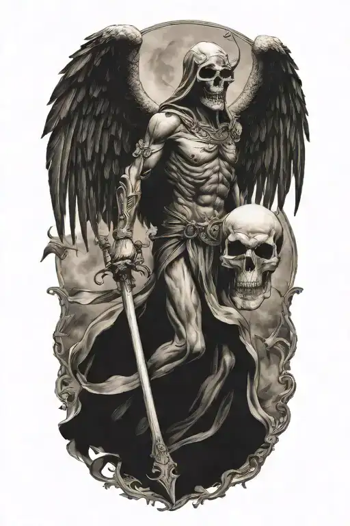 God Of Death Angel With Skul Half Alive