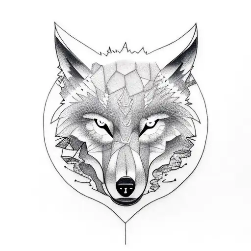 Moon And Wolf And Forest