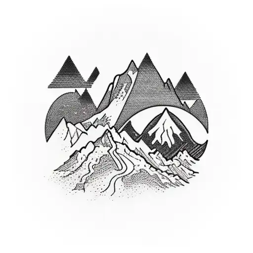 A Majestic Mountain Range Surrounded By Lush Forests And A Winding Road