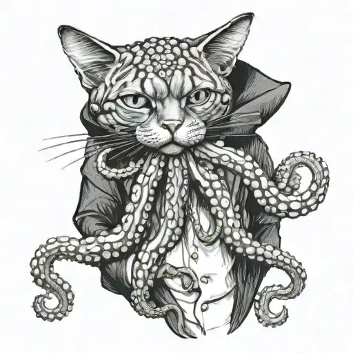 Octopus Strangling A Cat Wearing A Suit